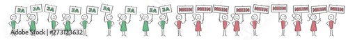 Stick Figure - Personen mit Schild Ja und Nein