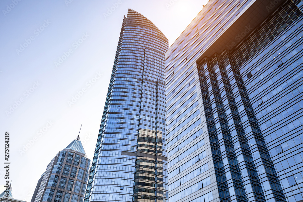 Low angle shot of modern glass building