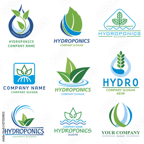 Set vector images for logo hidroponic companys and farms