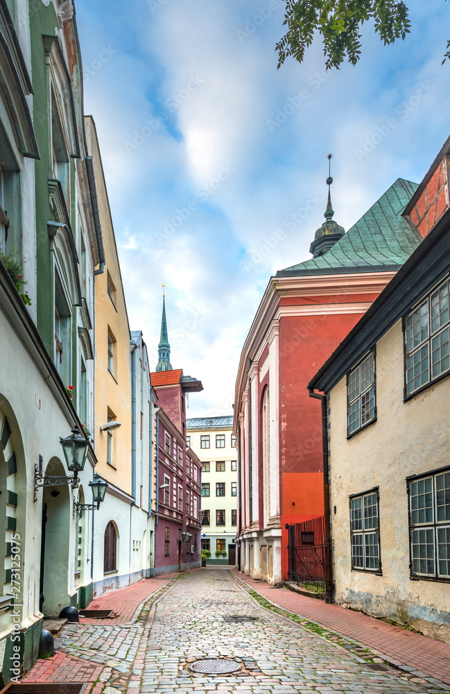 Obraz premium Medieval district in old city of Riga, Latvia