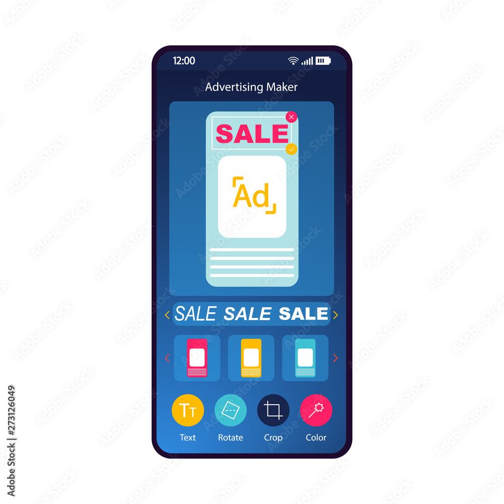 Advertising maker smartphone interface template Advertising maker smartphone interface template
