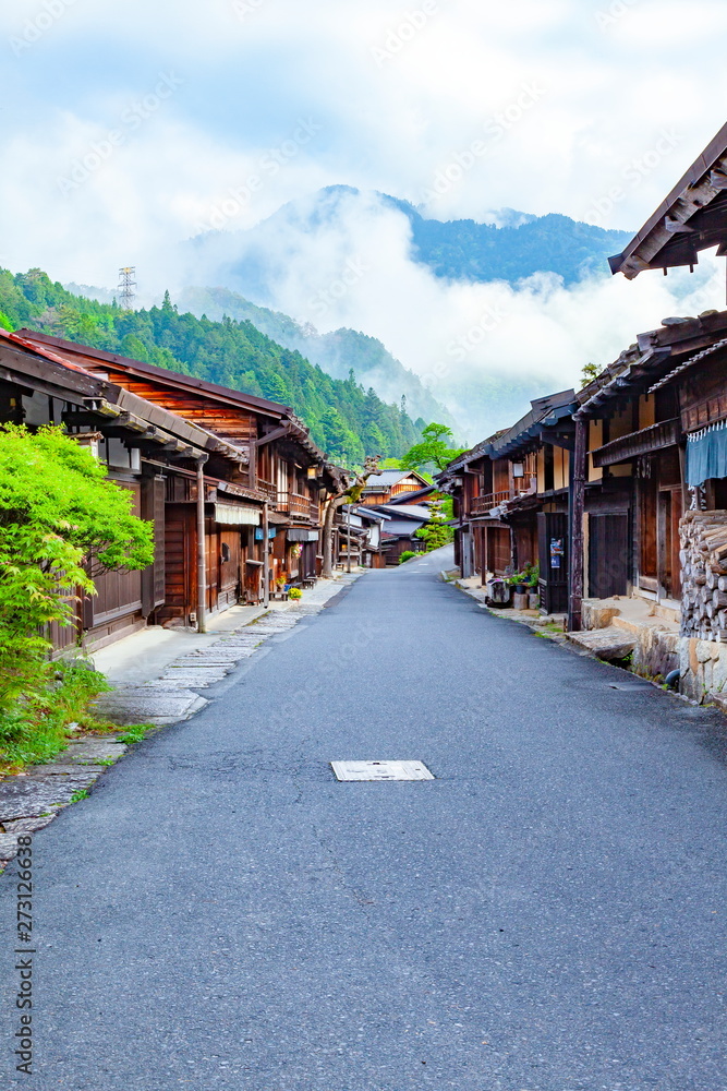 中山道妻籠宿の風景、長野県木曽郡南木曽町にて