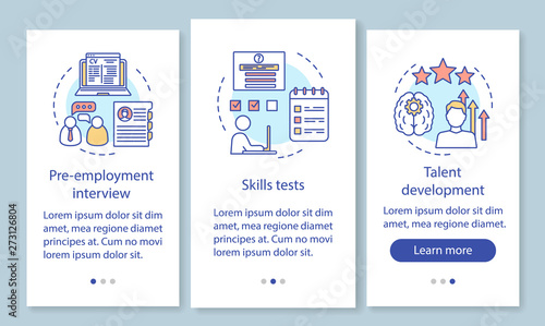Career growth onboarding mobile app page screen with linear concepts