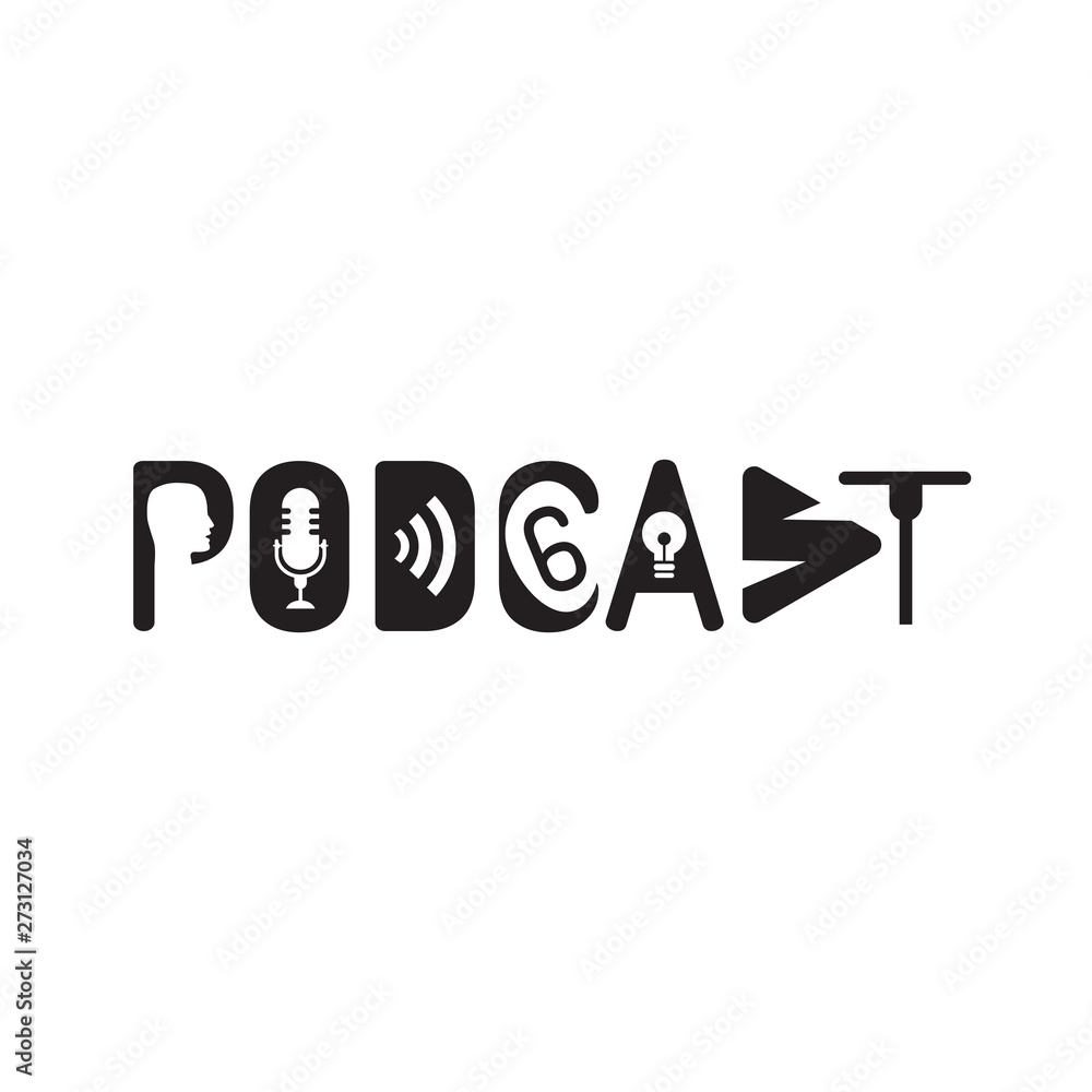  logo or icon podcast with white background,vector graphic