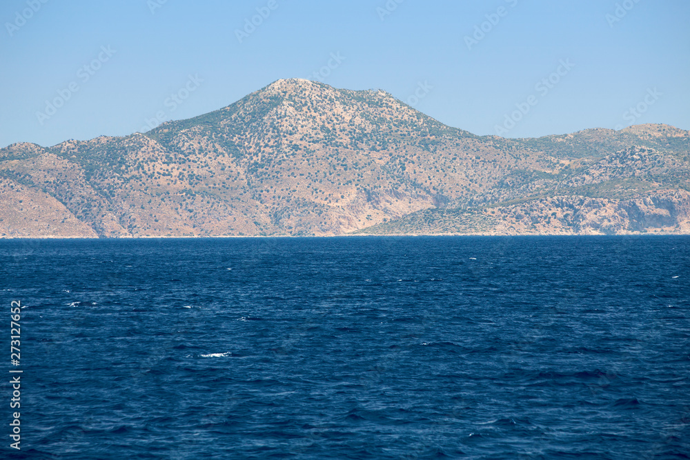 Mountain in Turkey distant view from the sea, as background Mountain in Turkey distant view from the sea, as background