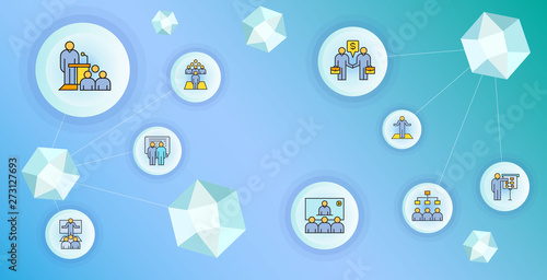 business management and organization    concept network illustration