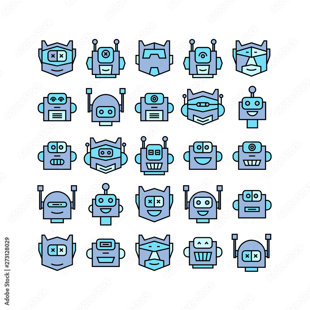 robot head avatar icons robot head avatar icons