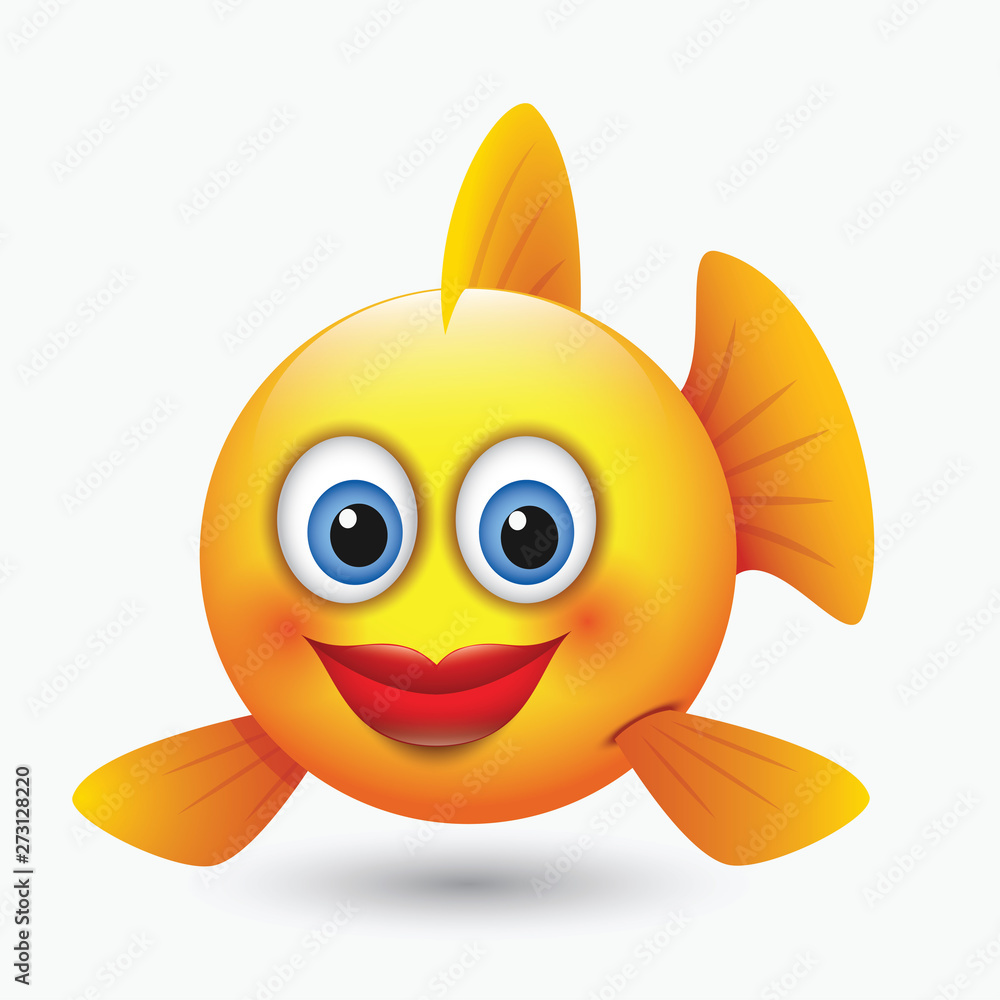 Cute girly fish emoticon, emoji
