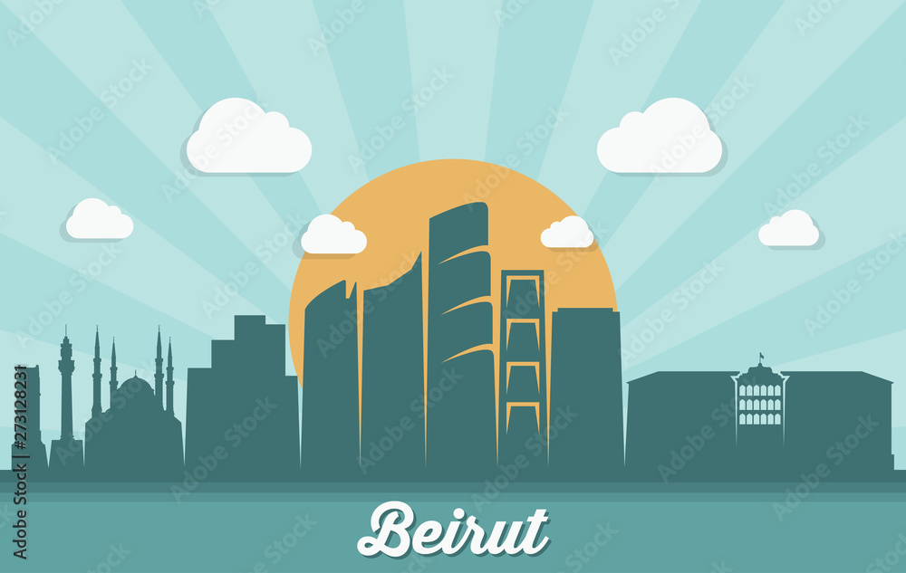 Fototapeta premium Panoramę Bejrutu - Liban - ilustracji wektorowych - wektor