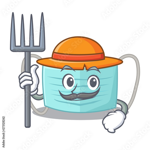 Farmer surgical mask isolated with the mascot