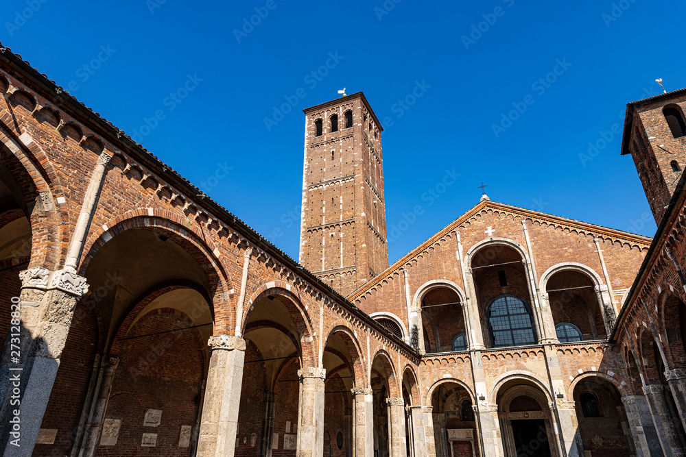 Ancient basilica of Saint Ambrogio (Ambrose), 379-1099, in Lombard Romanesque style. Milan, Lombardy, Italy, Europe