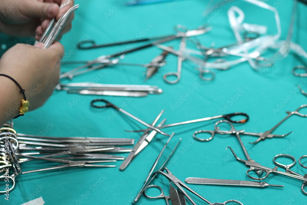 Close up of medical instruments background Close up of medical instruments background