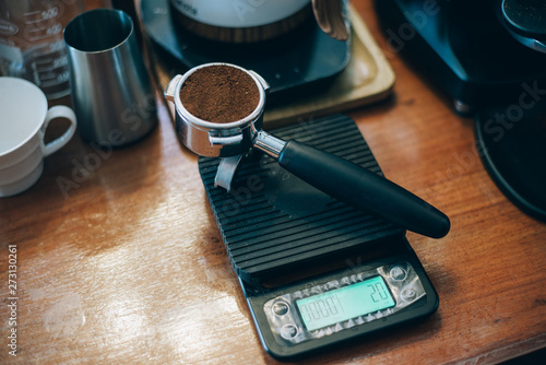 coffee grinder and cup