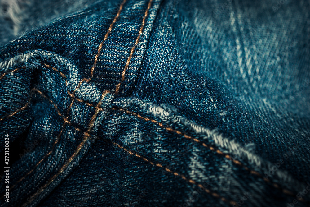 Closeup of Denim Jeans Crotch Point Double Stitched Seams. Denim Stitching  Detail. Stock Photo | Adobe Stock