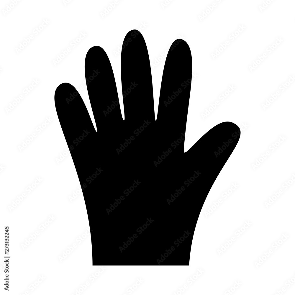 Black and white disposable glove silhouette Black and white disposable glove silhouette