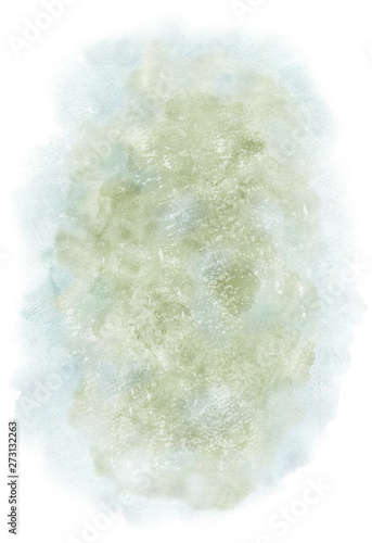 Green beige watercolor background. Abstract watercolor background isolated on white.Beige green stains on textured paper. Watercolour overlay.