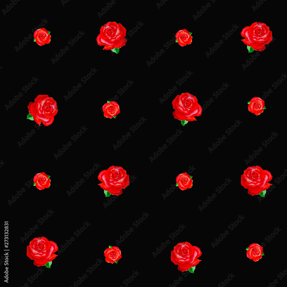 Seamless red roses texture on black background. Seamless red roses texture on black background.