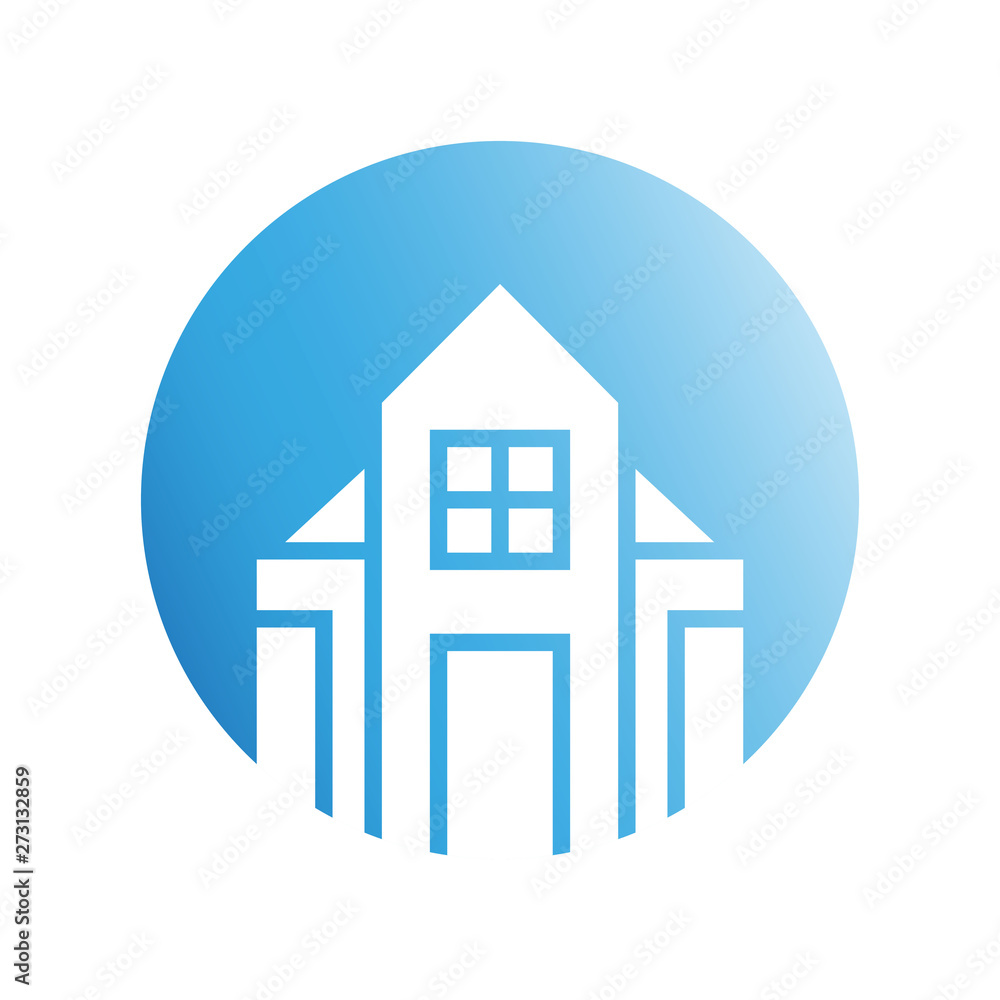 blue city building in circle shape blue city building in circle shape