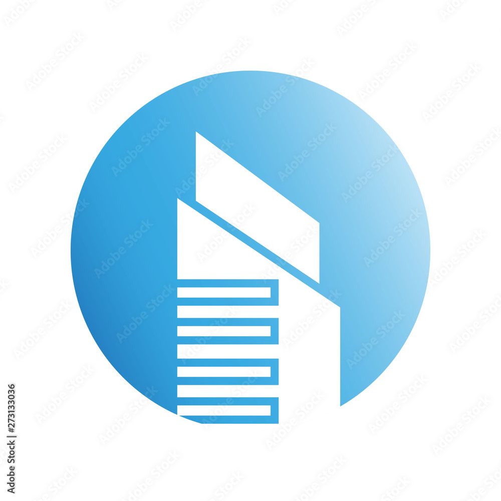 blue city building in circle shape