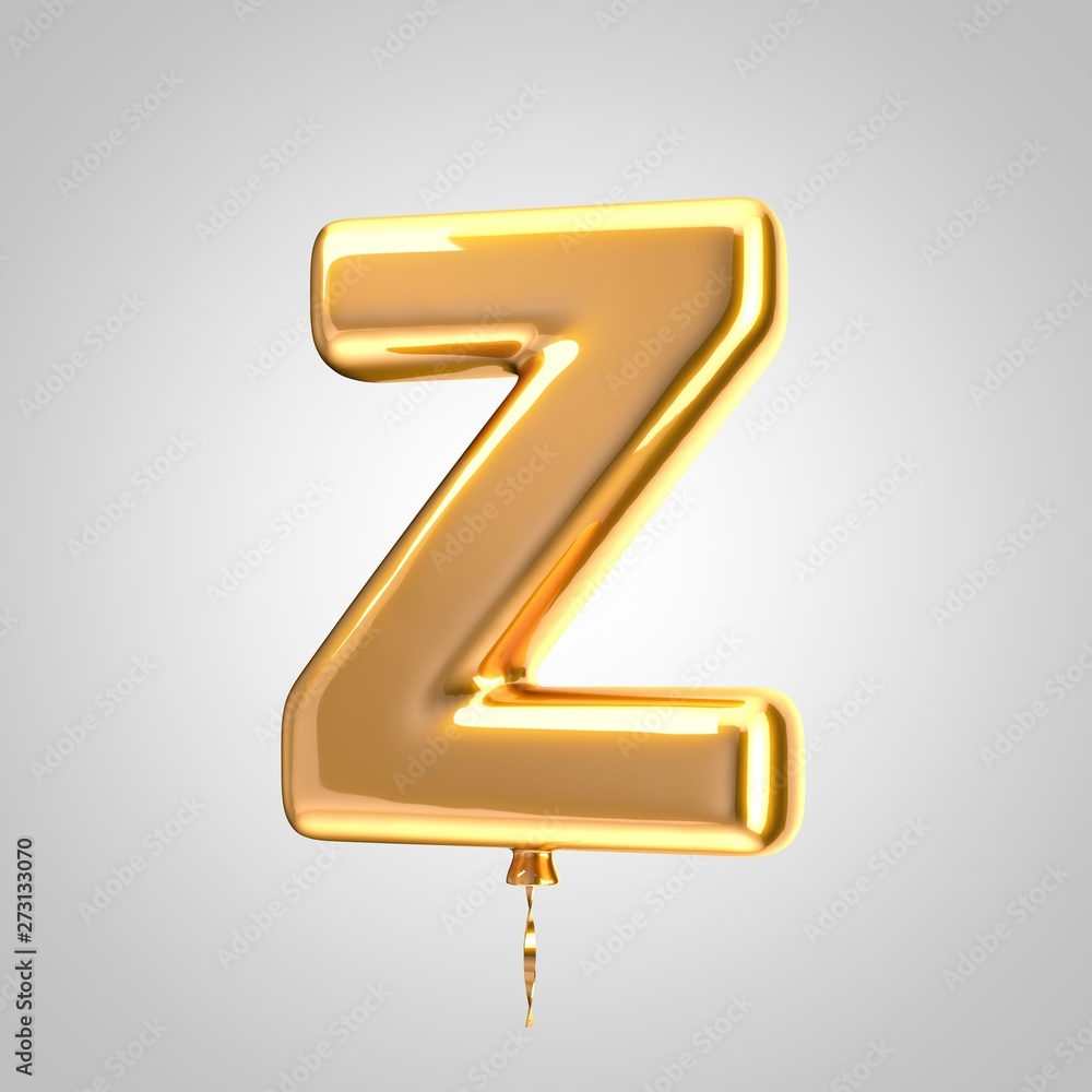 Shiny metallic orange balloon letter Z uppercase isolated on white background Shiny metallic orange balloon letter Z uppercase isolated on white background