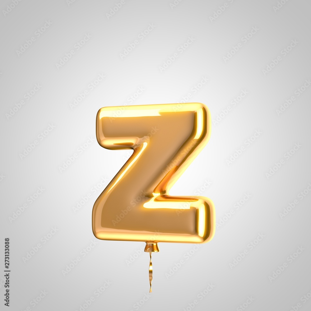 Shiny metallic orange balloon letter Z lowercase isolated on white background Shiny metallic orange balloon letter Z lowercase isolated on white background