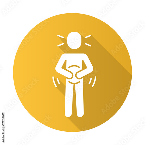 Abdominal pain flat design long shadow glyph icon