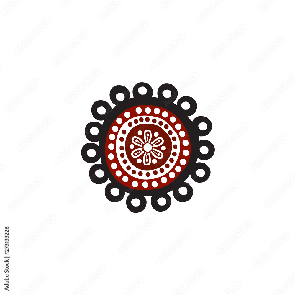 Naklejka premium Aboriginal art dots painting icon logo design vector template