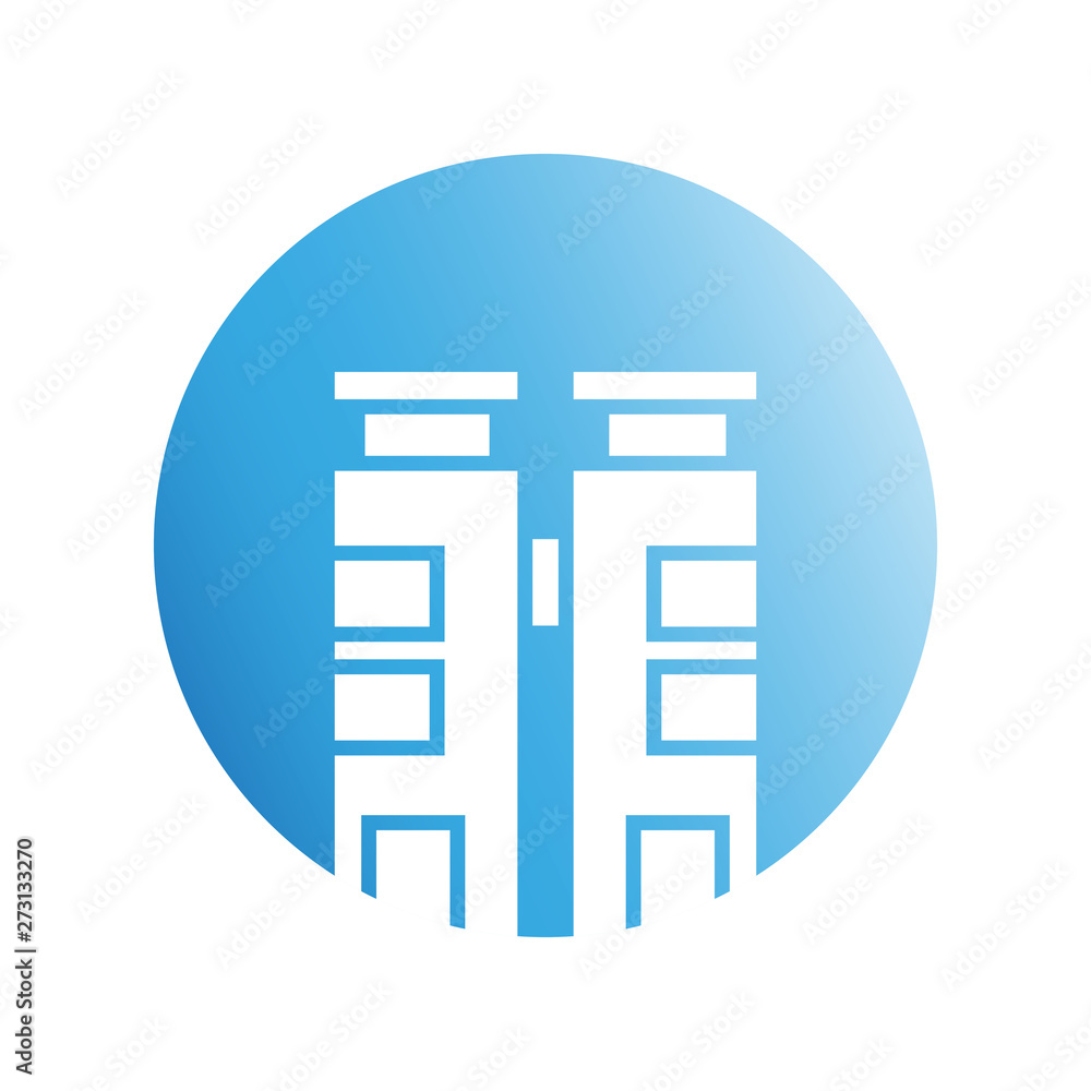 blue city building in circle shape blue city building in circle shape