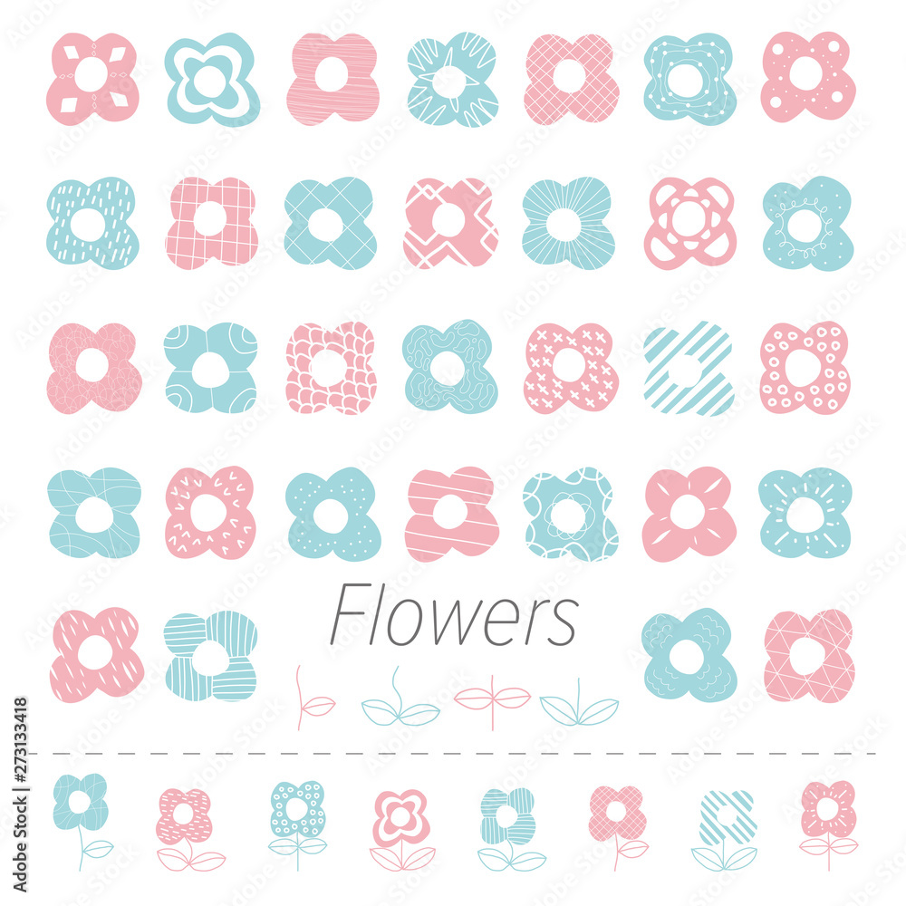 Set of flower iillustrations. Vector. Isolated.花のイラストセット Set of flower iillustrations. Vector. Isolated.花のイラストセット