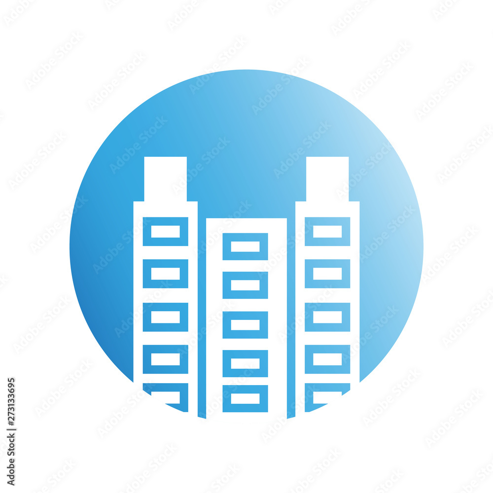 blue city building in circle shape blue city building in circle shape