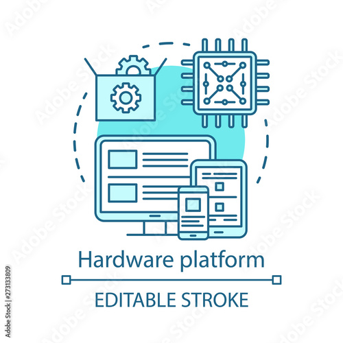 Hardware platform, computer technology concept icon