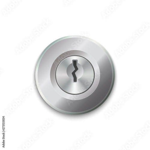 Metal door lock isolated . Vector illustration