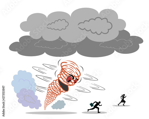 People flee from the destructive tornado