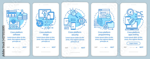 Cross platform application onboarding mobile app page screen vector template