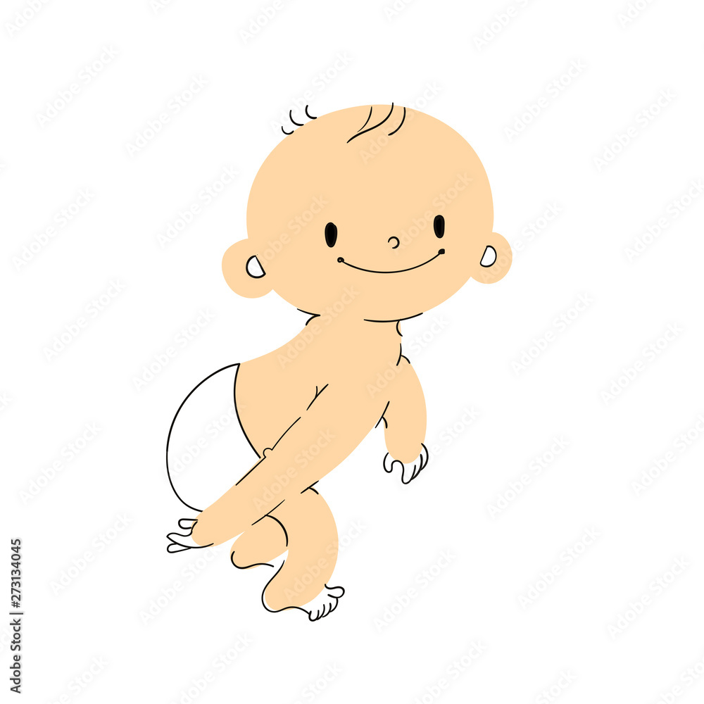 Vector Illustration of Cartoon Baby staying and smiling Vector Illustration of Cartoon Baby staying and smiling