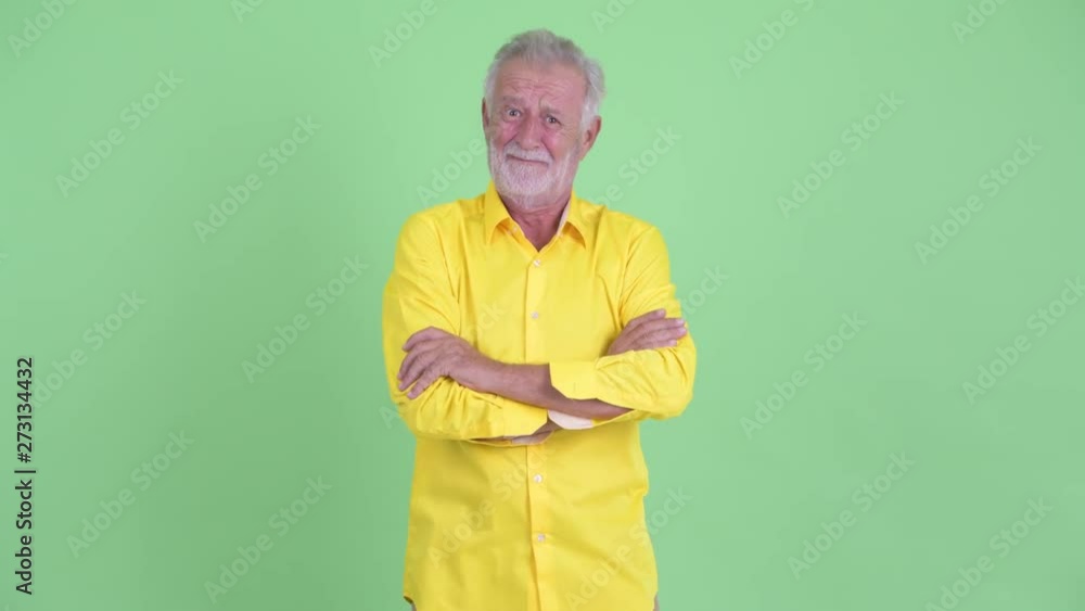 Happy senior bearded businessman smiling with arms crossed Happy senior bearded businessman smiling with arms crossed