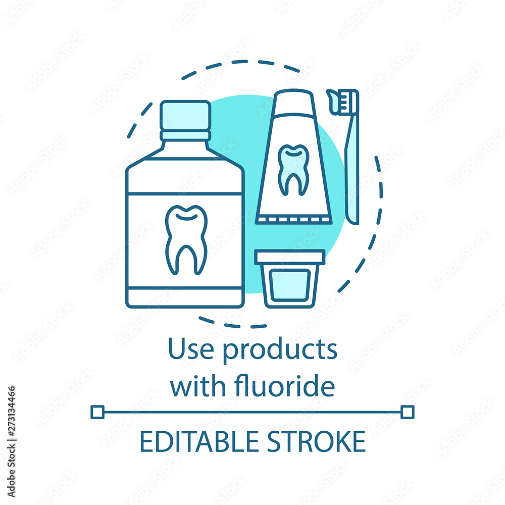 Use products with fluoride concept icon Use products with fluoride concept icon