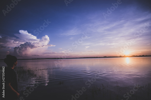 sunset on the lake © Peerawit