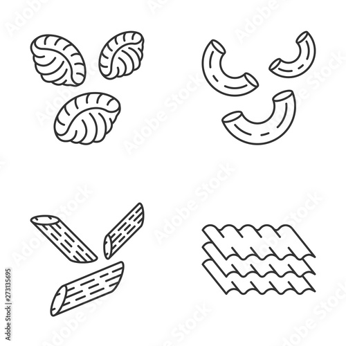 Pasta noodles types linear icons se