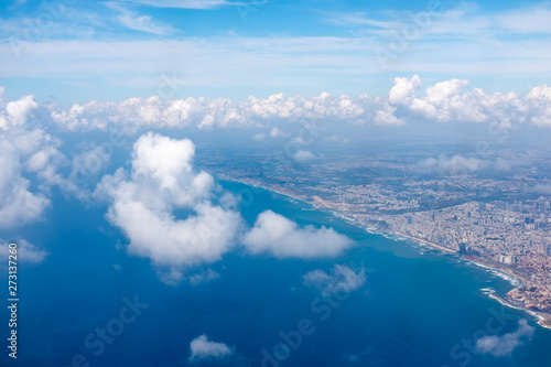 Принти на полотні Aerial View of Tel Aviv Coastline Along the Mediterranean Sea