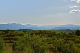 view of natural landscape with mountains at province of Teruel, Spain 