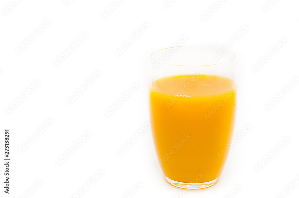 Full glass of orange juice on white background. The concept of healthy organic food. Natural organic product. Food for vegetarians and vegans. Full glass of orange juice on white background. The concept of healthy organic food. Natural organic product. Food for vegetarians and vegans.