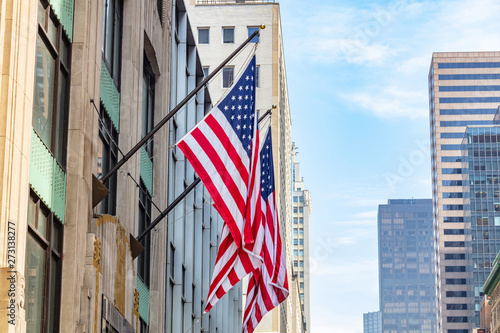 American flag in Manhattan New York downtown