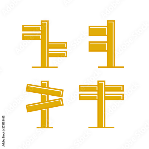 yellow wooden signpost and signage icons