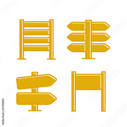 yellow wooden signpost and signage icons