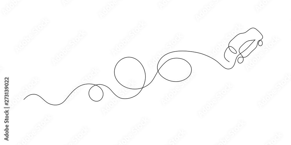 One line сar rides, travelling by car template design concept. Hand drawn minimalism style vector illustration One line сar rides, travelling by car template design concept. Hand drawn minimalism style vector illustration