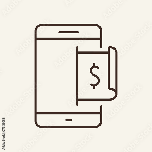 Mobile check line icon. Smartphone, gadget, receipt. Ecommerce concept. Vector illustration can be used for topics like online shopping, buying, transfer, payment