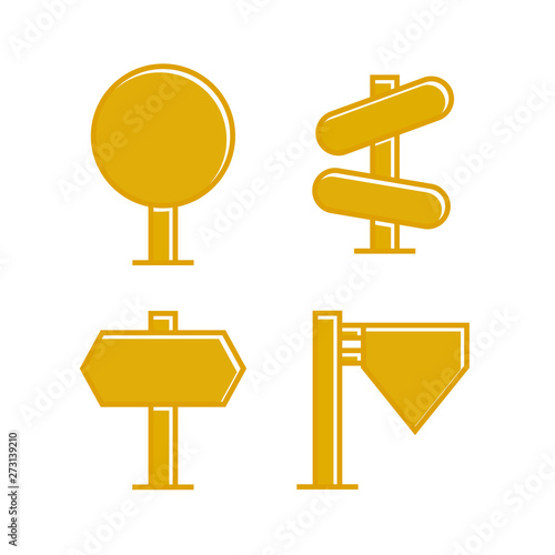 yellow wooden signpost and signage icons