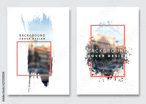 Vector paint brush clipping masks for flyer, presentation, brochure, banner, poster design. City blur background.