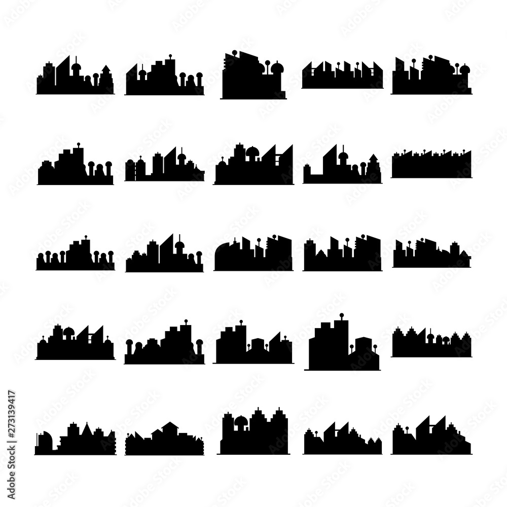 Naklejka premium city skyline silhouette vector illustration